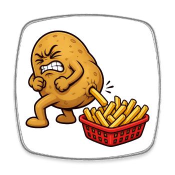 Kartoffelzubereitung Pommes Frites Lustige Pommes  - Viereckiger Kühlschrankmagnet - Weiß - Vorne