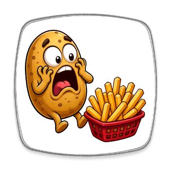 Potato Preparation French Fries Funny Fries - Square fridge magnet - white - Front