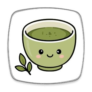 Cute Kawaii Matcha Tea Cup Sticker - Square fridge magnet - white - Front