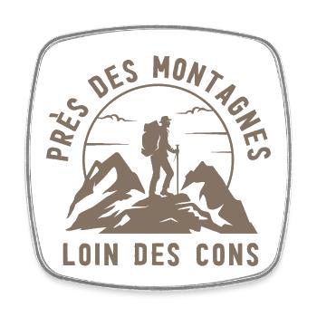 Randonneur au Sommet — Badge Montagne - Magnet carré - blanc - Devant