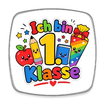 1. Klasse Schulkind Schulanfang - Viereckiger Kühlschrankmagnet - Weiß - Vorne