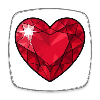 Ruby Crystal Heart - Square fridge magnet - white - Front