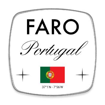 Faro Portugal Coordinates Travel Souvenir - Square fridge magnet - white - Front