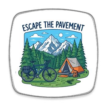 Vecteur de camping à vélo pour échapper à la route - Magnet carré - blanc - Devant