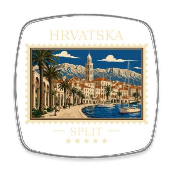 Kroatien Split Vintage Reisemarke - Viereckiger Kühlschrankmagnet - Weiß - Vorne