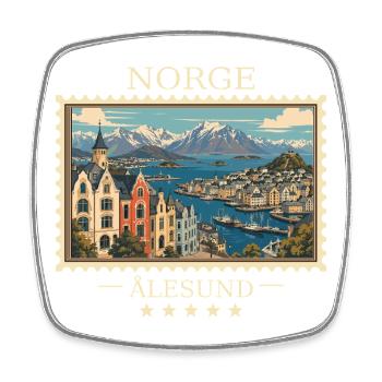 Norwegen Ålesund Vintage Reisemarke - Viereckiger Kühlschrankmagnet - Weiß - Vorne