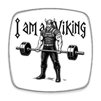 Viking Power Gym: Pride Work Out Sports Shirt - Square fridge magnet - white - Front
