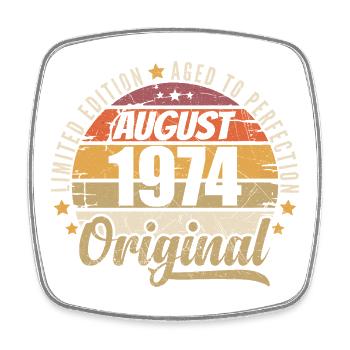 August 1974 Retro Vintage Birthday August 1974 - Square fridge magnet - white - Front