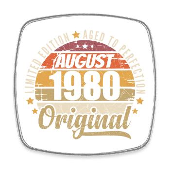 August 1980 Retro Vintage Birthday August 1980 - Square fridge magnet - white - Front