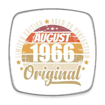 August 1966 Retro Vintage Birthday August 1966 - Square fridge magnet - white - Front