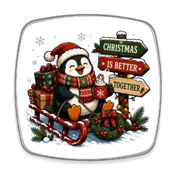 Christmas Penguin - Square fridge magnet - white - Front
