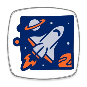 Illustration de la fusée spatiale - Magnet carré - blanc - Devant
