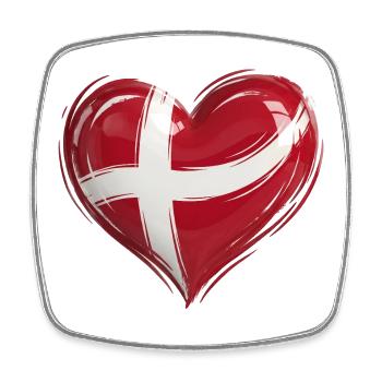 Drapeau du Cœur du Danemark - Magnet carré - blanc - Devant