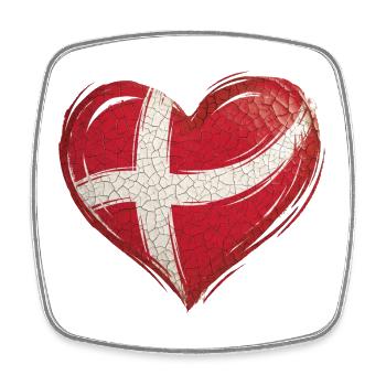Denmark Heart Flag - Square fridge magnet - white - Front