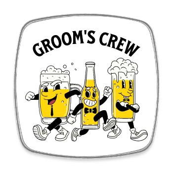 Groom Crew Beer - Square fridge magnet - white - Front