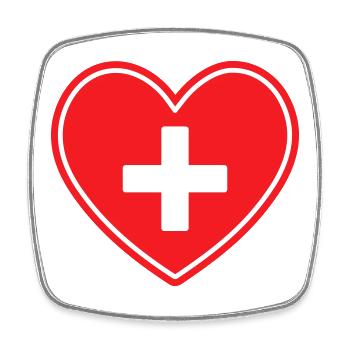 Icône Medical Heart Cross Healthcare - Magnet carré - blanc - Devant