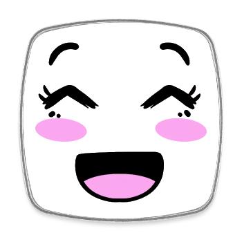 Cute face in kawaii style - Square fridge magnet - white - Front