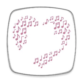 Cœur de danse en ligne avec notes - Magnet carré - blanc - Devant