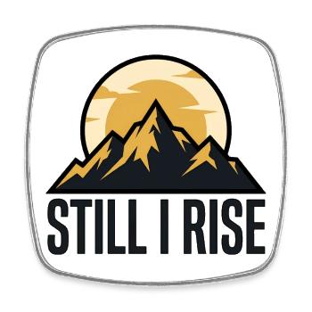 Mountain silhouettes at sunrise - Square fridge magnet - white - Front