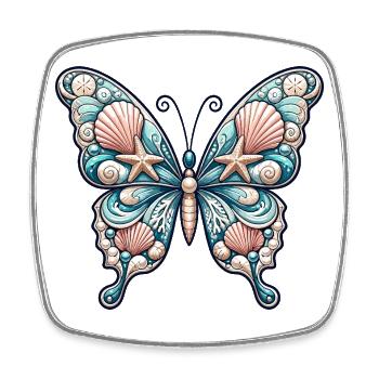 Sea Wings Butterfly Shells - Square fridge magnet - white - Front