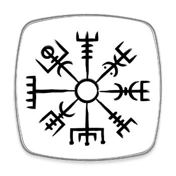 Vegvisir Viking Compass White – Nordic Runes - Square fridge magnet - white - Front