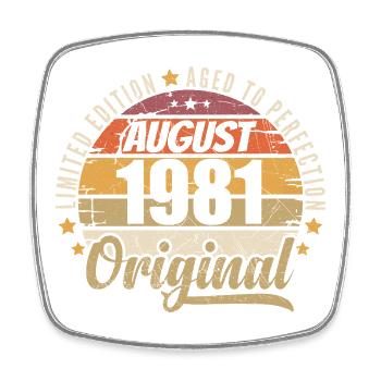 Août 1981 Anniversaire Vintage Rétro Août 1981 - Magnet carré - blanc - Devant