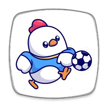 Chick Soccer Kick - Square fridge magnet - white - Front