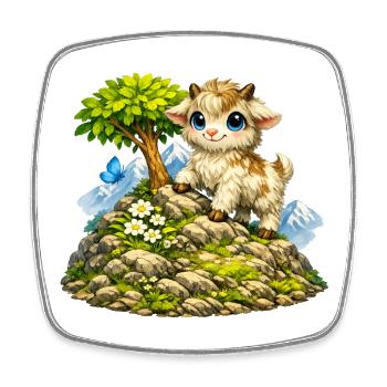 Cuddly goat on the mountain - Square fridge magnet - white - Front