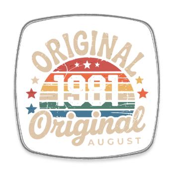 Original August 1981 Vintage Anniversary 1981 - Square fridge magnet - white - Front