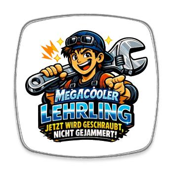 Megacooler Lehrling - Kein Jammern - Viereckiger Kühlschrankmagnet - Weiß - Vorne