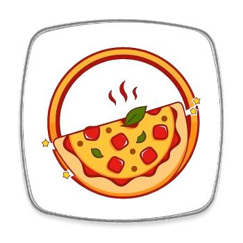 Pizza - Magnet carré - blanc - Devant