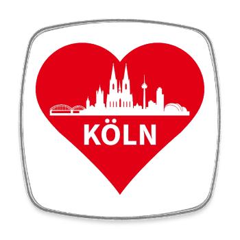Köln Herz Skyline - Viereckiger Kühlschrankmagnet - Weiß - Vorne