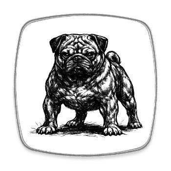 Muscular pug with evil eye - Square fridge magnet - white - Front