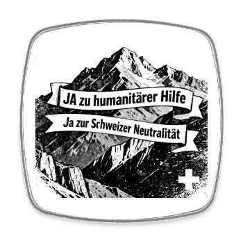 JA zu humanitarer Hilfe - Ja zur Neutralität - Viereckiger Kühlschrankmagnet - Weiß - Vorne