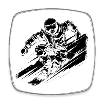Dessin de snowboardeur - Magnet carré - blanc - Devant
