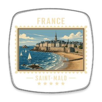 Frankreich Saint-Malo Vintage Reisemarke - Viereckiger Kühlschrankmagnet - Weiß - Vorne