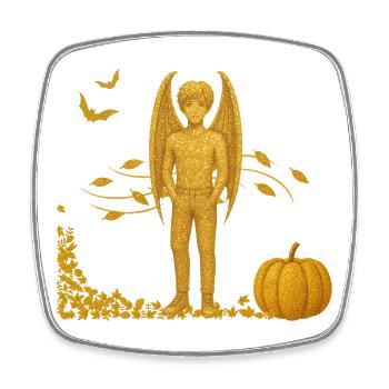 Édition d’automne : Démon vampire avec chauves-souris - Magnet carré - blanc - Devant