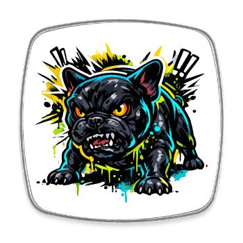 Aggressive French Bulldog Graffiti Motif - Square fridge magnet - white - Front