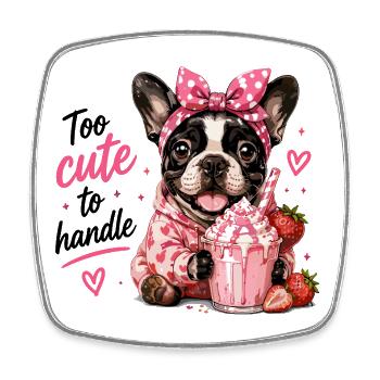 Trop mignon pour manipuler bouledogue français fraise - Magnet carré - blanc - Devant
