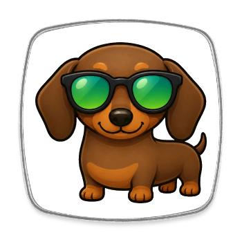 Dackel Hund mit Sonnenbrille Sommer Cartoon - Viereckiger Kühlschrankmagnet - Weiß - Vorne