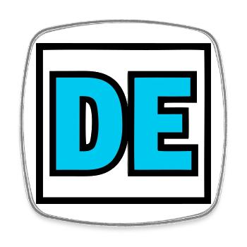 DE Initialen Buchstaben Logo - Viereckiger Kühlschrankmagnet - Weiß - Vorne