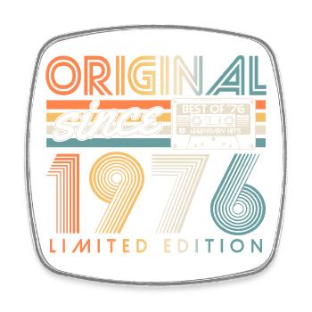 Original 1976 Jahrgang Vintage Geburtstag Retro - Viereckiger Kühlschrankmagnet - Weiß - Vorne