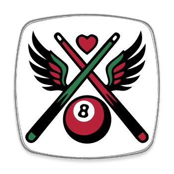 Billard Queue Acht Logo - Viereckiger Kühlschrankmagnet - Weiß - Vorne