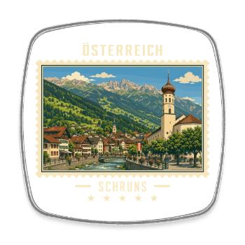 Österreich Schruns Vintage Reisemarke - Viereckiger Kühlschrankmagnet - Weiß - Vorne