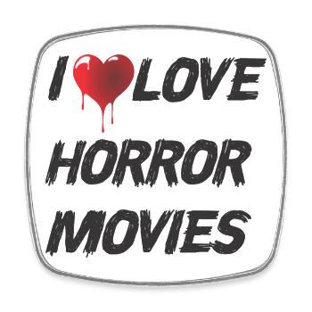 Ich liebe Horrorfilme - Viereckiger Kühlschrankmagnet - Weiß - Vorne