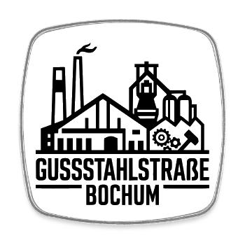 Gussstahlstraße Bochum Ruhrpott Industrie T-Shirt - Viereckiger Kühlschrankmagnet - Weiß - Vorne
