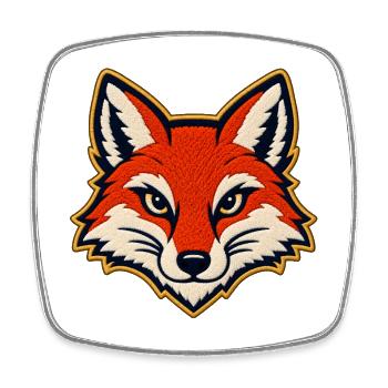 Fuchskopf im Patch-Look - Viereckiger Kühlschrankmagnet - Weiß - Vorne