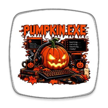PUMPKIN.EXE – Halloween Gamer & IT Kürbis - Viereckiger Kühlschrankmagnet - Weiß - Vorne