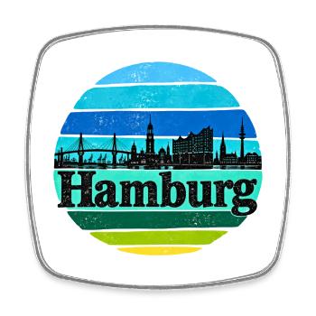 Hamburg Skyline - Sonnenuntergang - Alster - Elbe - Viereckiger Kühlschrankmagnet - Weiß - Vorne