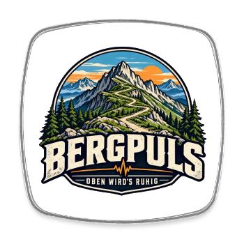 Bergpuls – Oben wird es ruhig - Viereckiger Kühlschrankmagnet - Weiß - Vorne